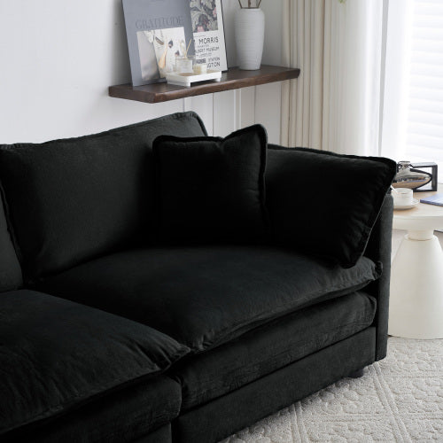 Black Chenille Modular Ottoman Footrest, Mix & Match for 2 3 4 Seater Sectional Sofa