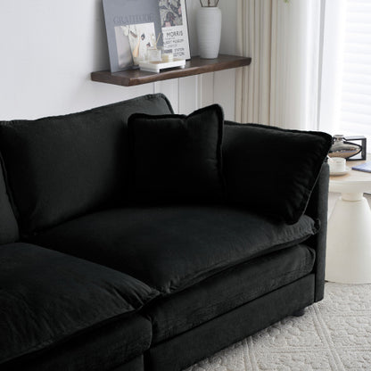 Black Chenille Modular Ottoman Footrest, Mix & Match for 2 3 4 Seater Sectional Sofa
