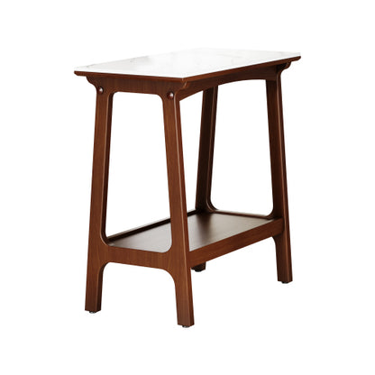 Retro Reddish Brown Slim Slate Side Table Nightstand