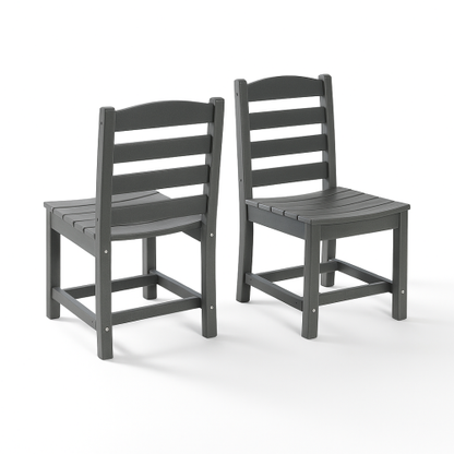 Grey Armless Outdoor Chairs – HDPE Material set of 2