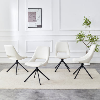 Swivel PU Leather Dining Chairs with Auto-Return, Set of 4, White