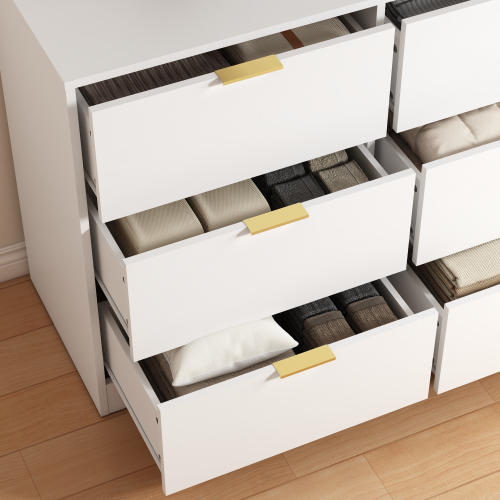 White 9 Drawer Dresser, 63" Large Deep Chest of Drawers, Wooden Dresser Storage Cabinet with 9 Drawers for Bedroom, Long Dressers for Living Room, Hallway