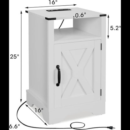 16inch White Farmhouse Charging Nightstand