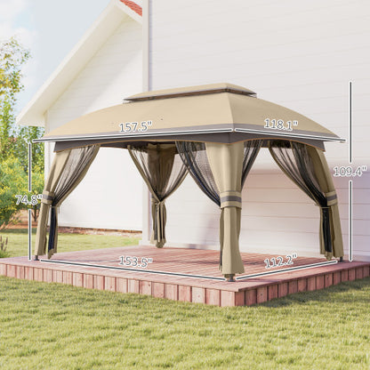 Large & Spacious Outdoor Gazebo Canopy Shelter,Patio Gazebo,with Netting,Vented Roof