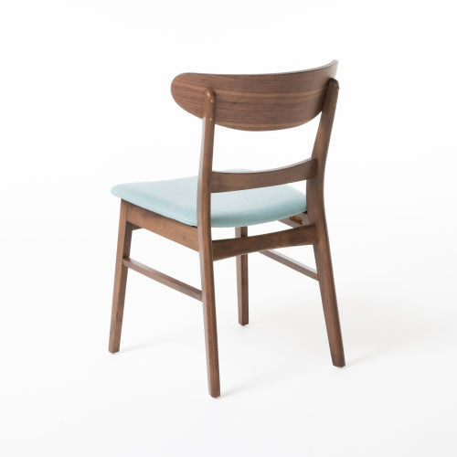 Set of 2 Mid-Century Mint Upholstered Dining Chairs, Eco Rubberwood Splayed Leg Accent Side Chairs