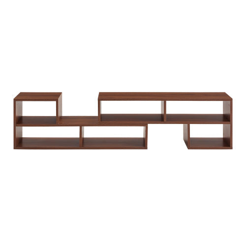 Dark Walnut Modular TV Stand with Open Storage Entertainment Center