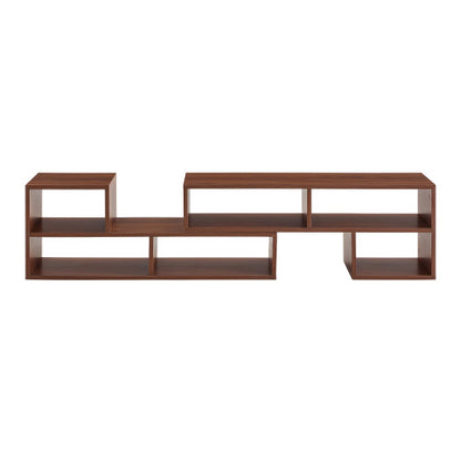 Dark Walnut Modular TV Stand with Open Storage Entertainment Center