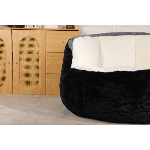 Black-White-Grey Multicolor Faux-Fur Oversized Bean Bag Chair