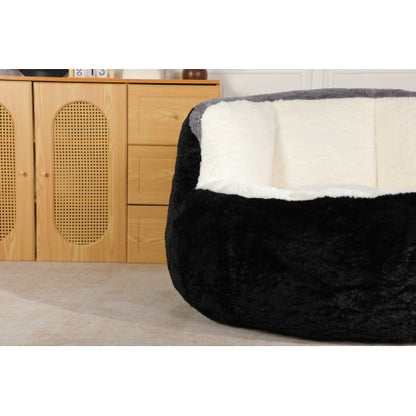 Black-White-Grey Multicolor Faux-Fur Oversized Bean Bag Chair