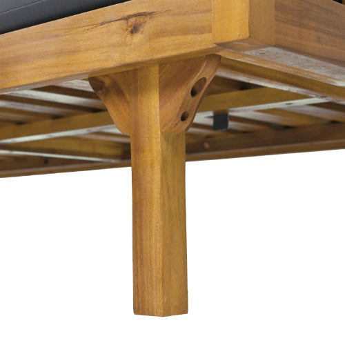 Acacia Wood Patio Furniture Set,Outdoor 3 Seater Daybed(with Water Resistant Thick Cushions)and Round Coffee Table, Dark Grey Cushion