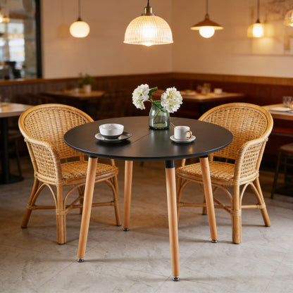 Extendable Multi-Purpose Table, Black MDF Top & Metal Wood Leg Dining Office Coffee Table 100-180cm