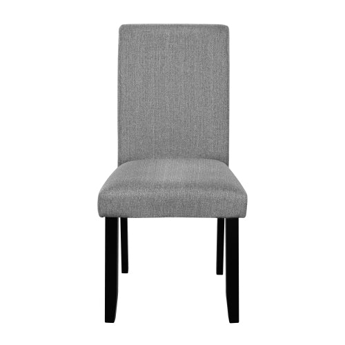 Dining Chairs Set of 4, Gray Upholstered Fabric, Tufted Back, Solid Wood Legs