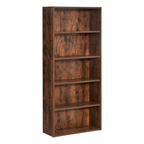 53 Inch Brown Narrow 5-Tier Adjustable Shelf Corner Bookshelf