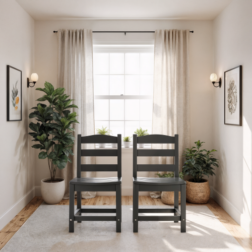 Grey Armless Outdoor Chairs – HDPE Material set of 2