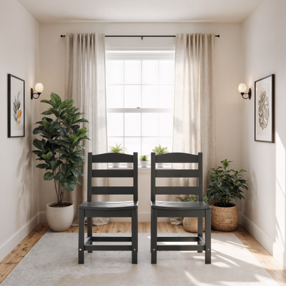 Grey Armless Outdoor Chairs – HDPE Material set of 2