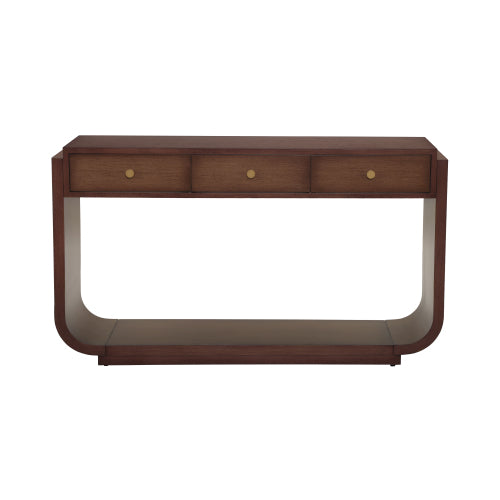 Walnut Classic Curved Leg Console Table With 3 Drawers Home Hallway Cabinet