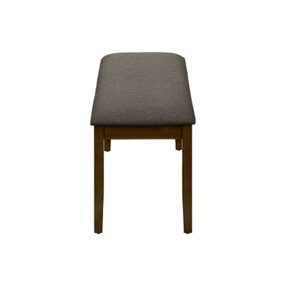 Bench, 44inch  Rectangular, Upholstered, Wood, Dining Room, Kitchen, Entryway, Brown Solid Wood, Brown Fabric, Transitional