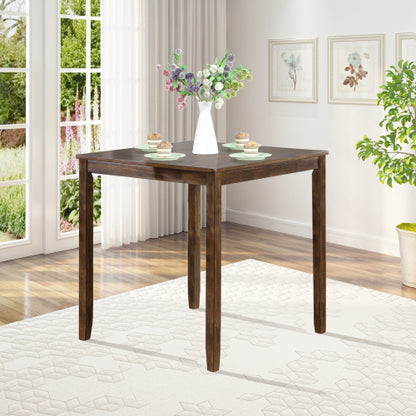 Walnut Counter Height Square Dining Table with Solid Wood Frame