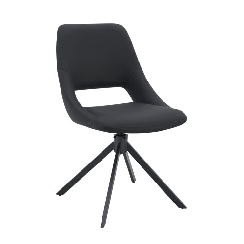 Swivel PU Leather Dining Chairs with Auto-Return, Set of 4, Black