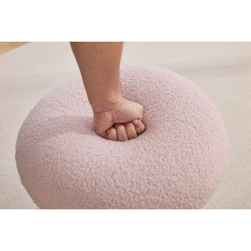 Pink Teddy Mushroom Swivel Ottoman, Wooden Frame 250 LBS Foot Stool Fully Assembled