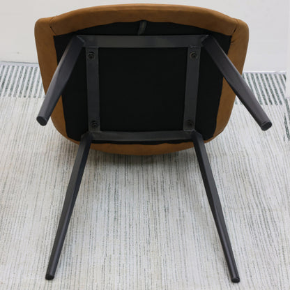 Brown PU Leather Dining Chair with Metal Legs, Modern Upholstered Chair Set for Kitchen & Dining Room