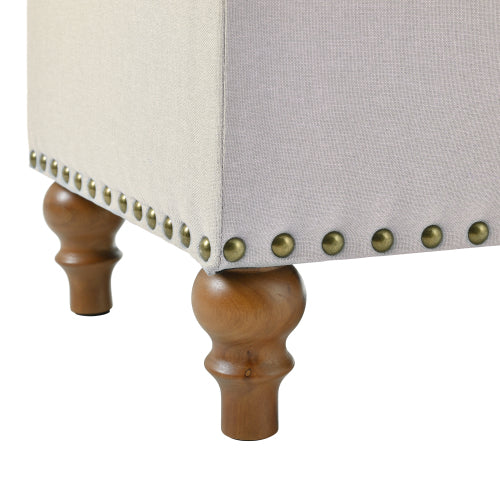 36.61 inch Linen Storage Ottoman Bench with Safety Hinge, Beige