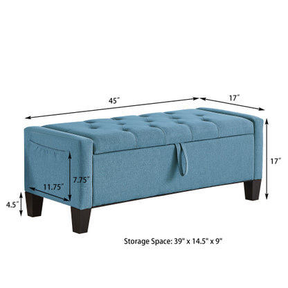 Ottoman with Storage, Storage Ottoman Bench with Safety Hinge 350 lb Weight, Upholstered Entryway Bench with Seating for Bedroom, Living Room - Light Blue