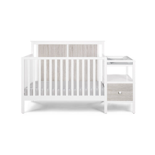 4-in-1 Crib and Changer Combo White/Rockport Gray
