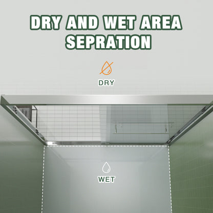 56-60"x70" Aluminum Frame Double Sliding Shower Door,Bypass Bathroom Sliding Door with Premium 5/16" (8mm) Clear Tempered Glass, Chrome Hardware Sliding Glass Shower Enclosure,Chrome Finished