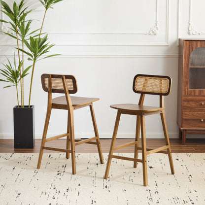 Indoor Wood Barstool, Walnut Finished, Set of 2