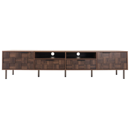 78.7 Inch Dark Brown Mid-Century TV Stand 2 Drawer Media Cabinet Fits 85 Inch Large TV