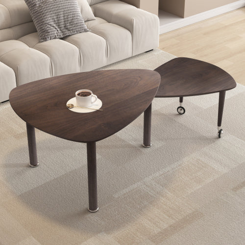 360° Rotatable Coffee Table, Walnut Veneer, Large Size