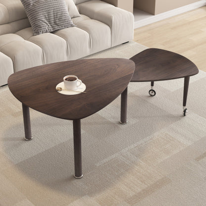 360° Rotatable Coffee Table, Walnut Veneer, Large Size