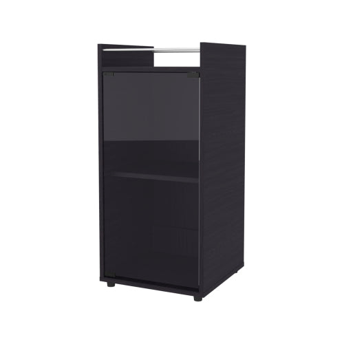 Glass Door Bar Cabinet with Shelves, Wenge