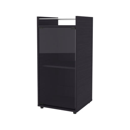 Glass Door Bar Cabinet with Shelves, Wenge