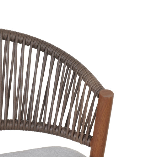 Outdoor 26" Seat Height Aluminum Frame Counter Stools with PE Rattan Scallop-shaped Backrest, Set of 2, Teak Finish