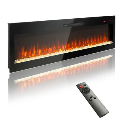 60 Inch Electric Fireplace, Recessed and Wall Mounted Fireplace