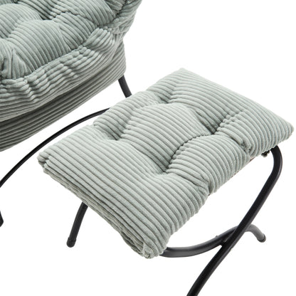 Lazy Chair with Ottoman, Modern Lounge Accent Chair with Armrests and a Side Pocket