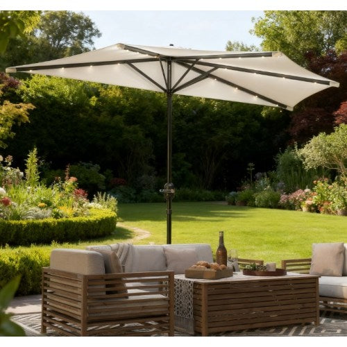 Small Vented Half Patio Umbrella,Half Outdoor Patio Umbrella,with Crank 8 Ribs for Outdoor