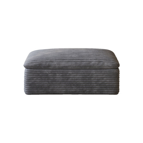 Dark Grey Plush Cotton Modular Ottoman, Compression Packed Sponge Foot Stool, No Wooden Frame Design
