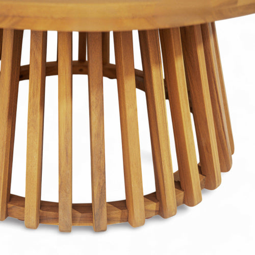 Outdoor Acacia Wood Patio Coffee Table, Round Coffee Table for Backyard, Lawn, Balcony,Teak Finish