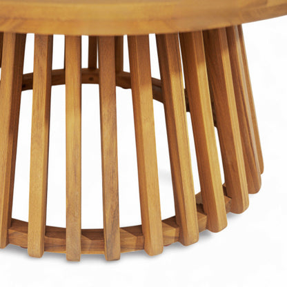 Outdoor Acacia Wood Patio Coffee Table, Round Coffee Table for Backyard, Lawn, Balcony,Teak Finish