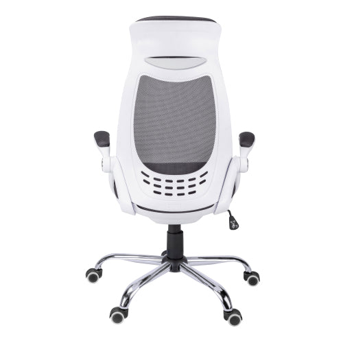Office Chair, Adjustable Height, Swivel, Ergonomic, Armrests, Computer Desk, Work, Grey Mesh, Chrome Metal, Contemporary, Modern