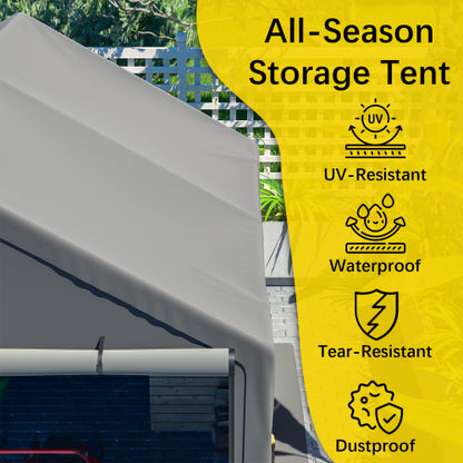 10x10ft Outdoor Storage Shed, All-Weather Garden Shelter with Waterproof UV-Resistant Cover, Multi-Functional Utility Cabin for Bicycle, Tool, Wood Storage, Easy Assembly"