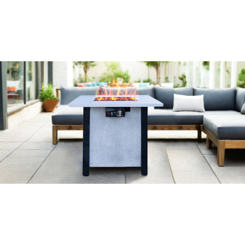 25" H Outdoor Patio Propane Gas Fire Pit Table - 50,000 BTU High-temperature-resistant carving process for environmentally friendly materials with the effect of charcoal grain