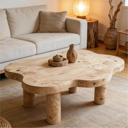 40inch  Burl Wood Cloud Coffee Table, Natural