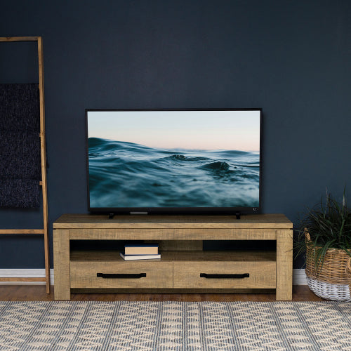 Mango 59 inch TV Stand with 2 Drawers and Open Storage Shelf