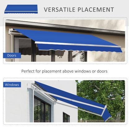 Outsunny 8' x 7' Patio Retractable Awning, Manual Exterior Sun Shade Deck Window Cover, Blue