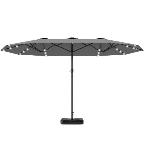 Easy to Use Double-Sided Parasol with Base,Patio Parasol with LED Solar Lights,Parasol Double-Sided Sun Umbrella