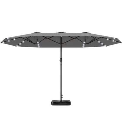 Easy to Use Double-Sided Parasol with Base,Patio Parasol with LED Solar Lights,Parasol Double-Sided Sun Umbrella